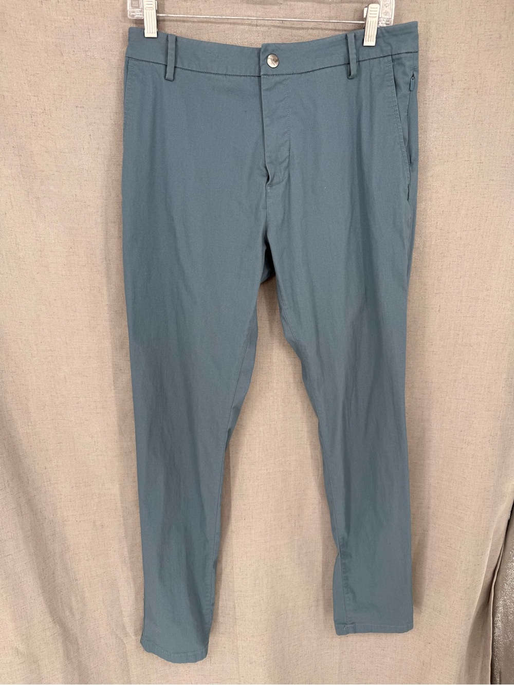 Birddogs Pants Mens 32x34 light Blue Stretch Khaki Golf Chino Casual Zip Pocket
